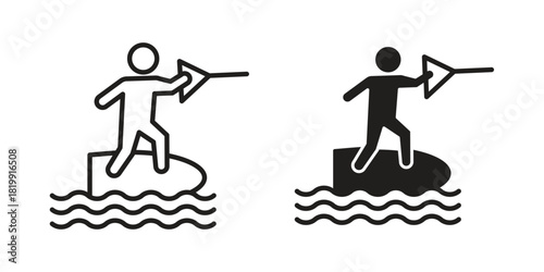 Wakeboarding icon concept outline symbol design. Simple element illustration.