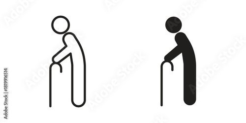 Walking stick icon concept outline symbol design. Simple element illustration.