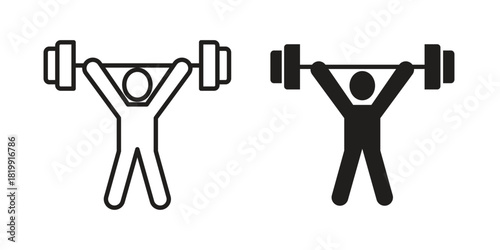 Weightlifter icon concept outline symbol design. Simple element illustration.