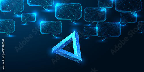 AI logic paradox and computational thinking concept digital triangle vector illustration