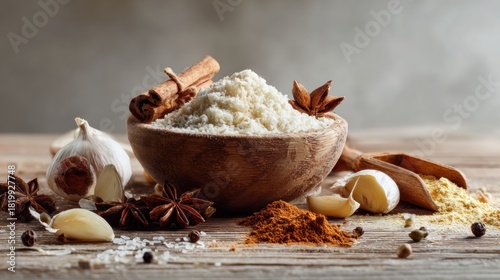 Aromatic spices in a still life composition showcasing culinary ingredients