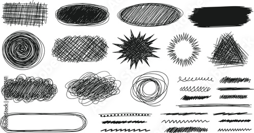 Festive hand-drawn 'Merry Christmas' concept banner, showcasing a delightful array of intricate outline doodles and cheerful holiday elements, ideal for vibrant seasonal decorations and greeting cards