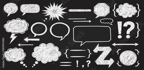 Chalkboard Speech Bubbles & Punctuation Clipart Set for Design Projects
