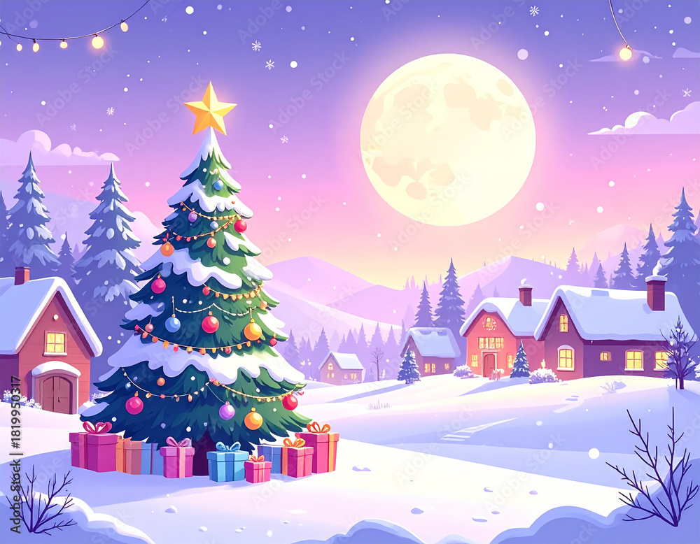 Fototapeta premium christmas night landscape