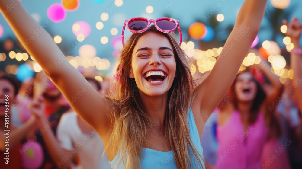 Obraz premium Joyful celebration at festive event with dancing and laughter