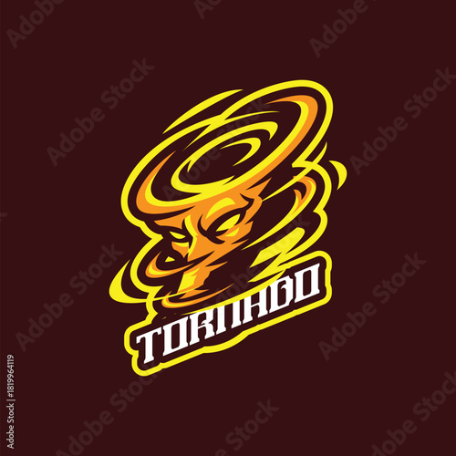 Tornado mascot logo design vector. Angry tornado illustration for sport and esport team.