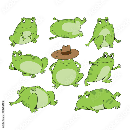 Frog mascot design. Cute frog stock design pack illustration.