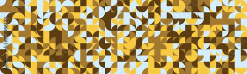 Abstract geometric pattern.  Midcentury modern design with circles, squares, and earthy tones.  Perfect for backgrounds, textiles, website design, or any project needing a stylish, vintage feel.