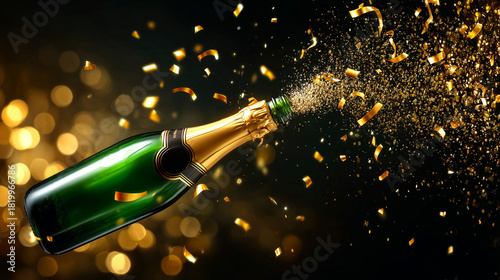 Celebrate life's victories with a burst of champagne and dazzling golden confetti, perfect for any joyous occasion or special event.