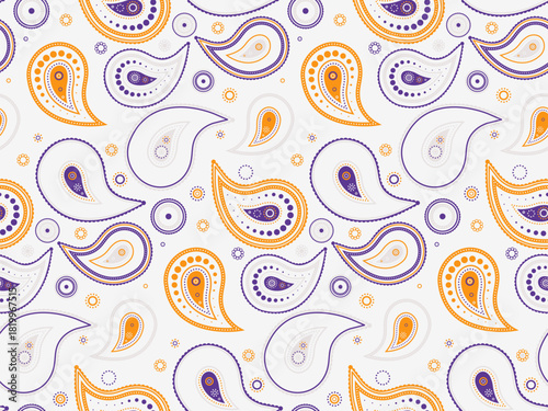 Henna paisley botanical print. Decoration elegant abstract endless. Image variation as seamless decorative.