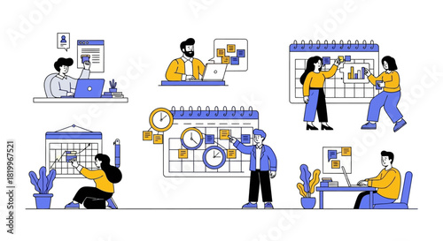 Organizing and planning tasks with effective time management and efficient scheduling illustrations