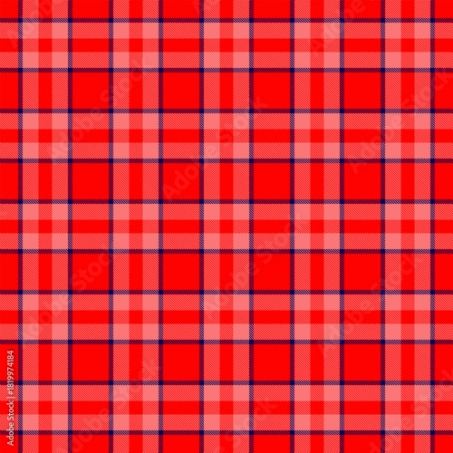 Wallpaper Mural Vibrant red plaid pattern.  Classic tartan texture ideal for backgrounds, textiles, apparel, graphic design. Timeless style, festive mood, cozy warmth. Torontodigital.ca