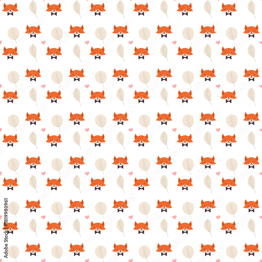 Obraz premium Seamless pattern with cute foxes, illustration background