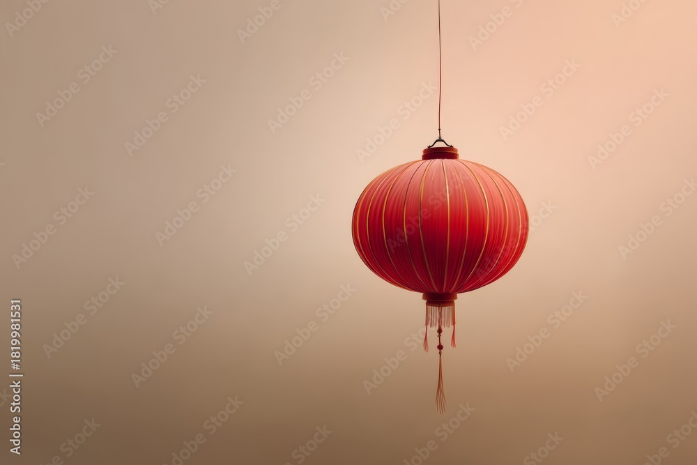 Obraz premium Red lantern centered on warm gradient background.