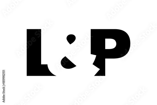 LP logo design in bold style. Black white identity symbol. Modern typography emblem. Corporate branding icon.
