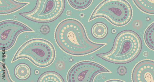 Floral pattern idea to background festival. Old-fashioned decor and creativity herb. Curve paisley as surface ornate.