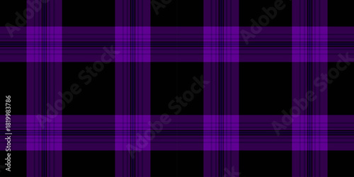 Bold, contemporary plaid pattern in black and vibrant purple. Ideal for striking backgrounds, textiles, and design projects needing a modern yet classic texture.
