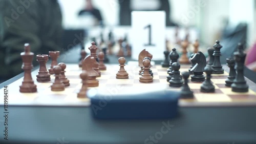 close up of hands playing chess. Chess game
