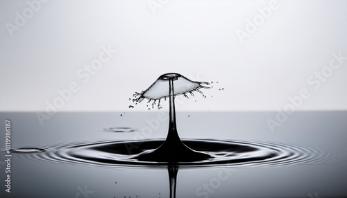 Minimalist Black Water Drop Splash And Concentric Ripples Icon