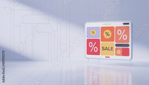 Clean digitall promotional display showcasing sales and discounts for Cyber Monday