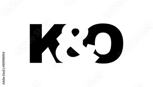 KO logo design in bold style. Black white identity symbol. Modern typography emblem. Corporate branding icon.