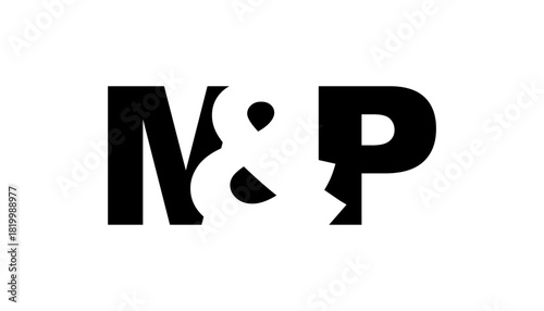 MP logo design in bold style. Black white identity symbol. Modern typography emblem. Corporate branding icon.