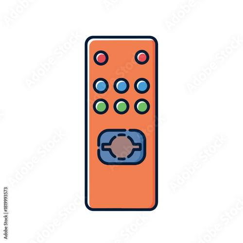 Orange television remote control color line icon isolated.