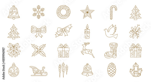 Collection of christmas icons and symbols