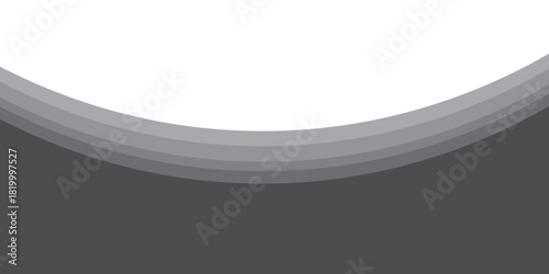 Abstact minimalist black and gray wave vector design with smooth flowing curves at the bottom, transitioning into a clean white background. eps10
