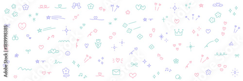 かわいい手書きの飾り素材のベクターイラストセット