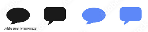 chat speech bubble icons in black, and blue styles, perfect for messaging apps, conversations, comments, messaging or a single comment, and modern UI elements