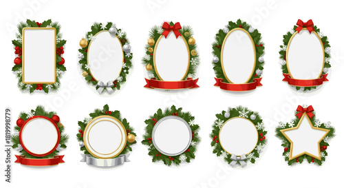 Collection of festive christmas wreaths and frames