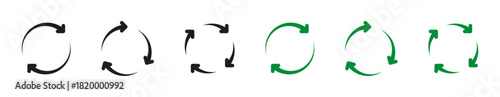 set of circle arrows : refresh, repeat, reload, sync, recycle icons