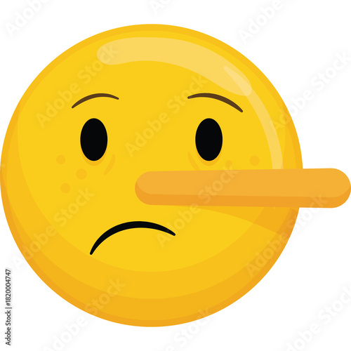 Yellow Smiley Face with Long Nose and Sad Expression Transparent Background
