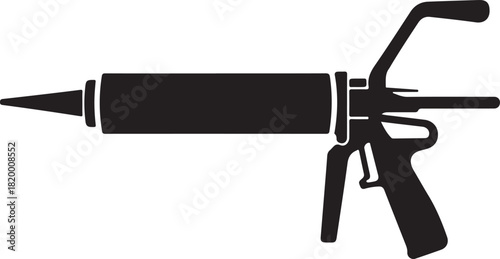 Black silhouette of a caulking gun tool on a white background sealant gun caulk gun