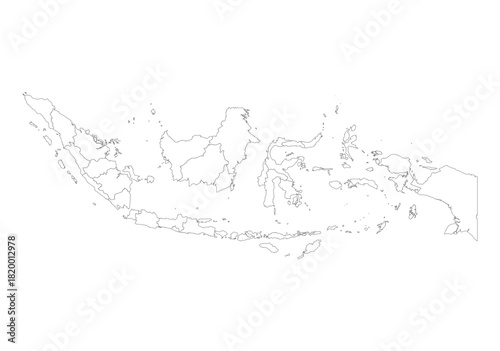 Blank Outline Map of Indonesia with Province Borders | Editable Vector Template (SVG)