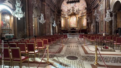 The interior of the Basilica of Saints John and Paul in Rome, Italy