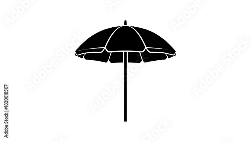 Vector illustration of simple black and white silhouette icon of a beach umbrella isolated on transparent background