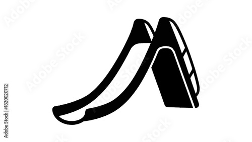Vector illustration of black and white silhouette icon of a playground slide for children, isolated on transparent background