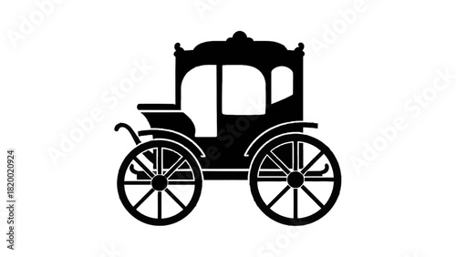 Vector illustration of silhouette of a classic horse drawn carriage isolated on transparent background