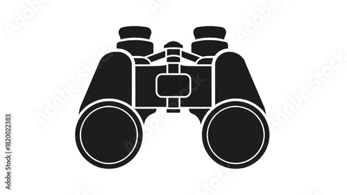 Vector illustration of black silhouette icon of a pair of binoculars for viewing and observation isolated on transparent background
