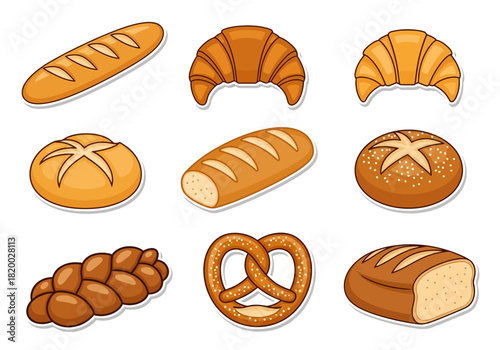 Assortment of Freshly Baked Bread and Pastries Illustration