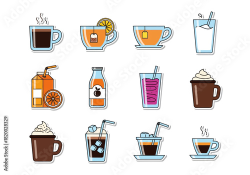 Refreshing Drinks Illustration Coffee, Tea, Juice, and More