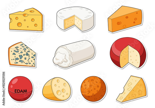 Cheese Variety Diverse and Delicious Cheeses Illustration