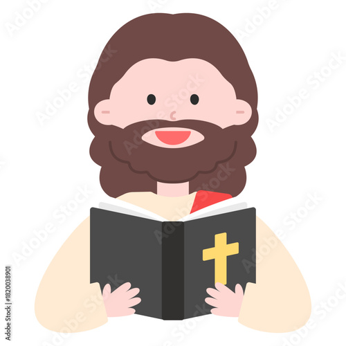 성경책 읽는 예수님 일러스트