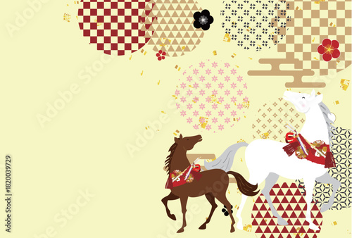 午　年賀状　干支　背景