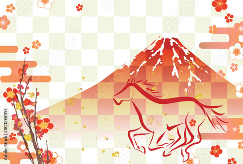 午　年賀状　干支　背景