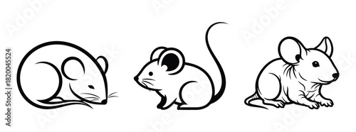 Collection of stylized mouse icons in a minimalist line art design