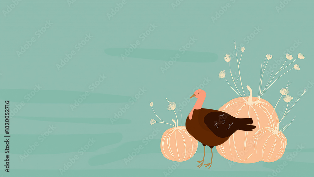 Fototapeta premium Thanksgiving Warm Moments Series — Warm Autumn Turkey Symbol Minimal Artwork