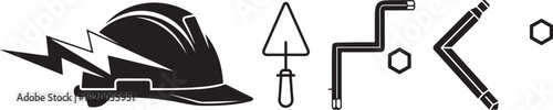 Monochromatic Vector Icons of Construction, Electrical, and Mechanic Tools